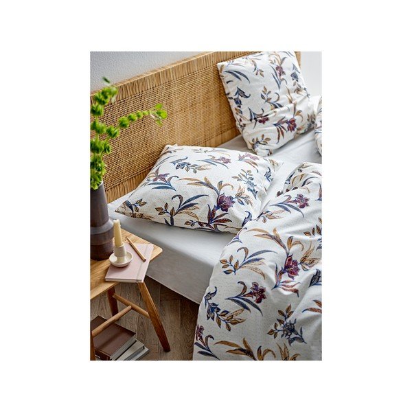 Zila/bēša vienguļamā gultas veļa no kokvilnas satīna 140x220 cm Soft Tropic – Södahl-image-1