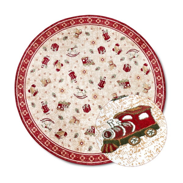 Sarkans apaļš paklājs ar Ziemassvētku motīvu no kokvilnas maisījuma ø 160 cm Toy's Delight Red Christmas – Villeroy&Boch