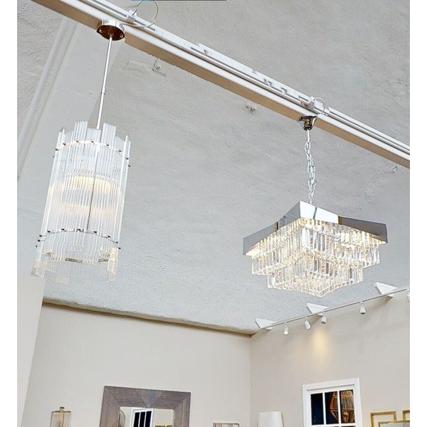 Sudraba krāsas metāla piekaramā lampa ar stikla abažūru ø 27 cm Ritz – Premier Housewares-image-2