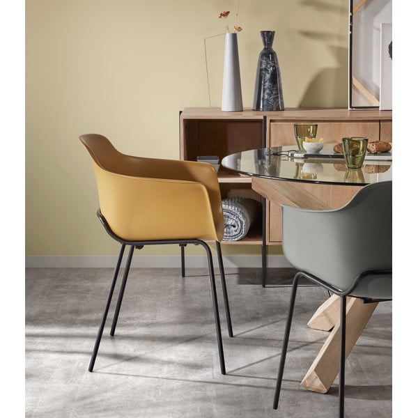 Ēdamgalds no ozolkoka ar stikla virsmu Kave Home Nori, ø 120 cm-image-4