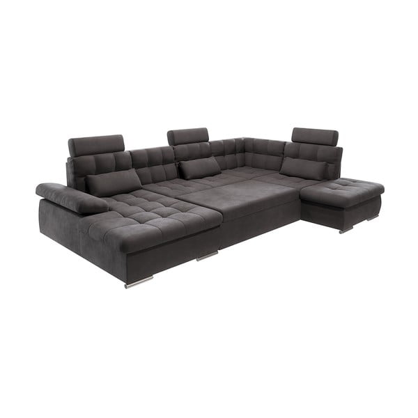 Antracīta pelēks salokāms stūra dīvāns ar uzglabāšanas vietu (ar labo stūri/U veida) Merkur – Ropez-image-2