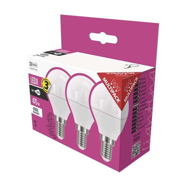 LED spuldzītes komplektā ar 3 spuldzēm Classic Mini Globe Neutral White, 5W E14 - EMOS-image-1