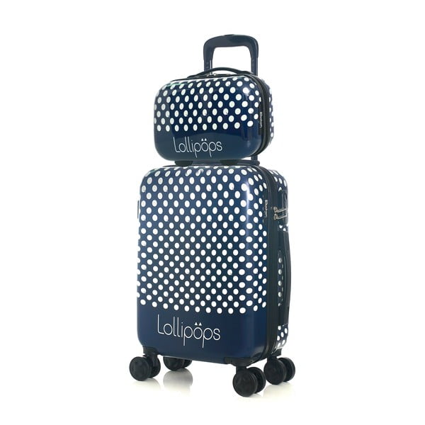 Zilas bagāžas somas uz 4 riteņiem un kofera komplekts Lollipops Penny-image-4