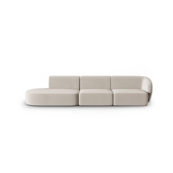 Bēšs samta dīvāns ar labo stūri 311 cm Paolo – Milo Casa