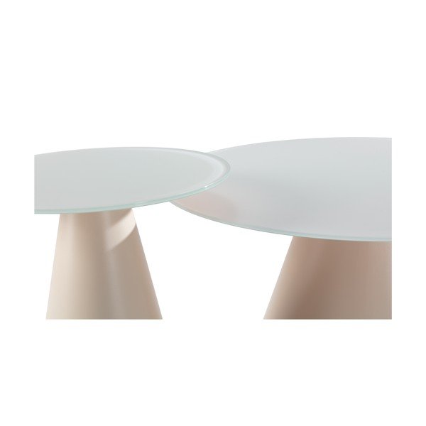 Krēmkrāsas apaļi žurnālgaldiņi (2 gab.) ar stikla galda virsmu ø 80 cm Vida – MOME-image-2