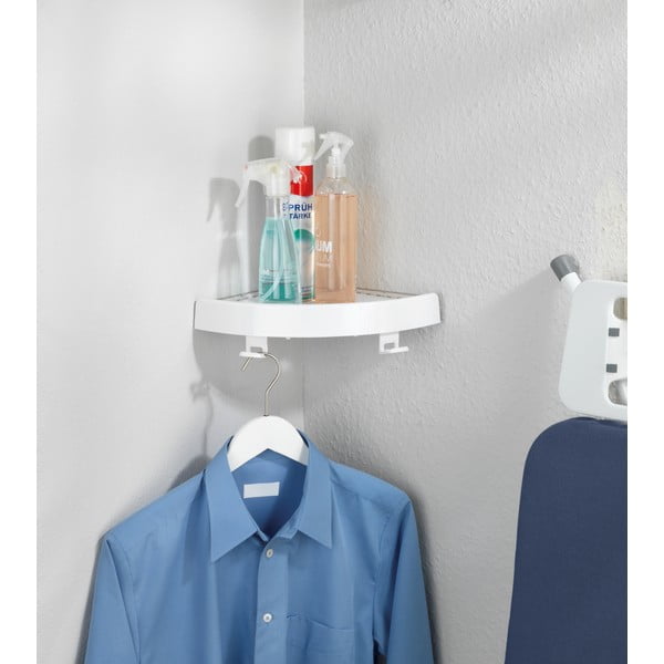 Balts stūra pašturošs plastmasas vannas istabas plaukts Quick-Fit – Allstar-image-3