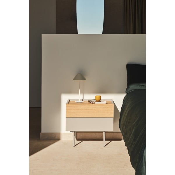 Bēšs/dabīga toņa naktsskapītis ar ozolkoka imitāciju Otto – Teulat-image-1