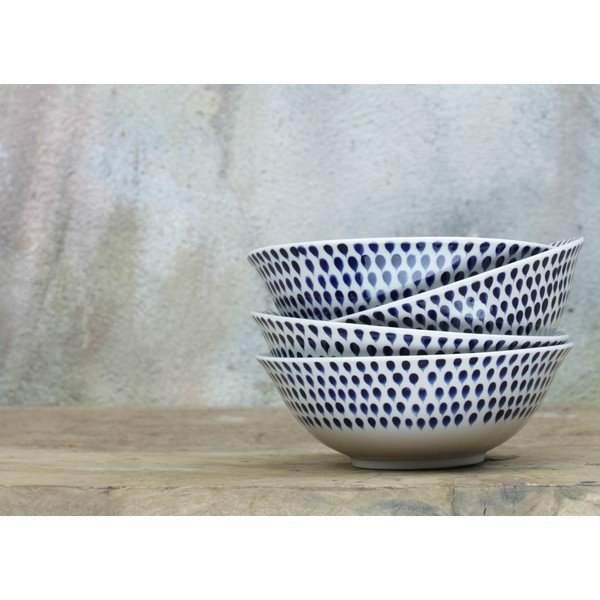 Zili balts keramikas trauks Nkuku Indigo Drop, ø 17 cm-image-1