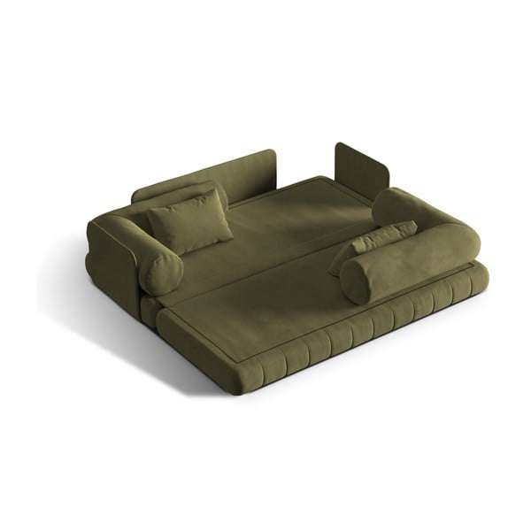 Zaļš samta salokāms dīvāns 206 cm Kemi – Cosmopolitan Design-image-1