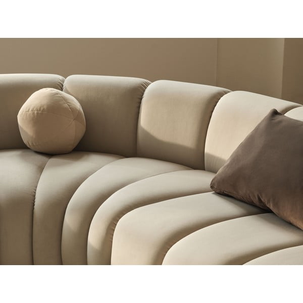 Krēmkrāsas samta modulārais stūra dīvāns Lupine – Micadoni -image-4