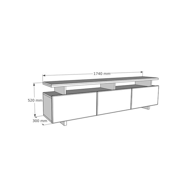 Dabīga toņa TV galdiņš no priedes koka 174x52 cm Natural – Kalune Design-image-4