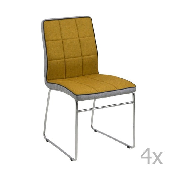 4 dzelteni pelēku ēdamistabas krēslu komplekts Actona Justin