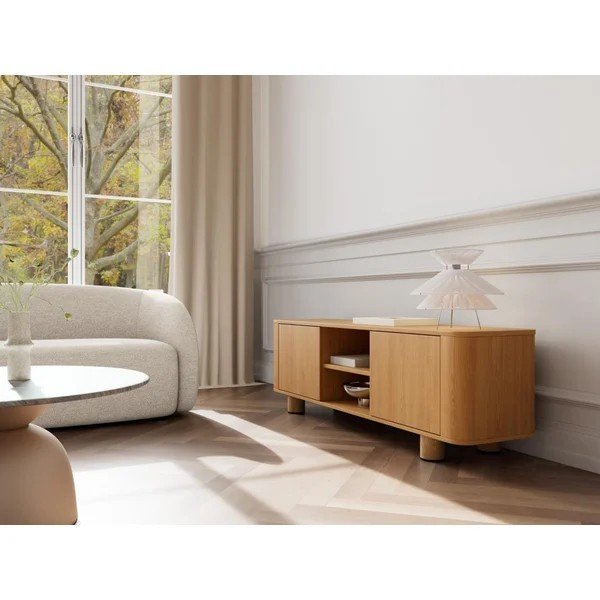 Dabīga toņa TV galdiņš ar ozolkoka imitāciju 160x50x40 cm Atmore – Actona-image-2