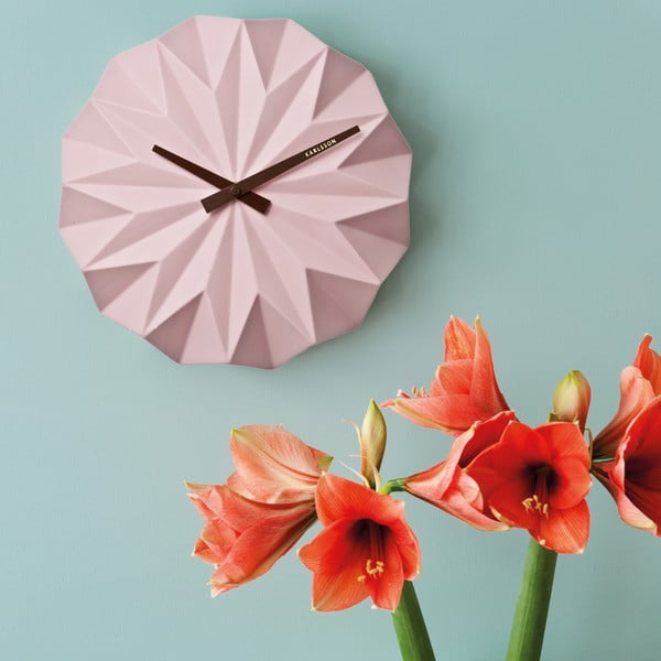 Rozā sienas pulkstenis Karlsson Origami-image-1