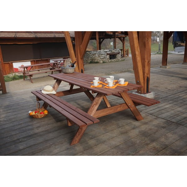 Dārza ēdamistabas komplekts no priedes koka 6 personām Piknik – Rojaplast-image-3