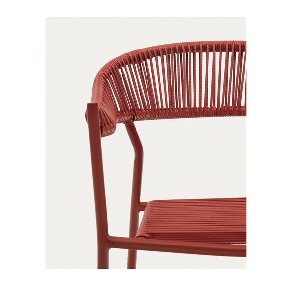 Ķieģeļu sarkani mākslīgās rotangpalmas pusdienu krēsli (4 gab.) Futadera – Kave Home-image-4