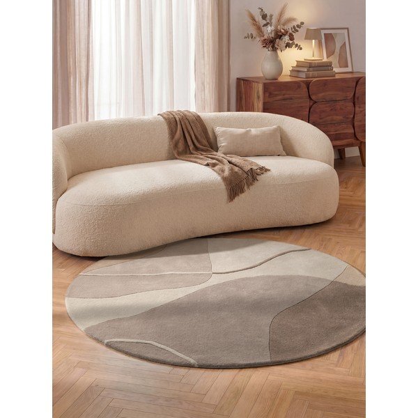 Brūns/bēšs vilnas apaļš paklājs ø 160 cm Virelle – Villeroy&Boch-image-1