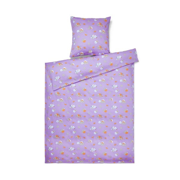 Gaiši violeta vienvietīga gultas veļa no kokvilnas satīna 140x200 cm Grand Pleasantly – JUNA