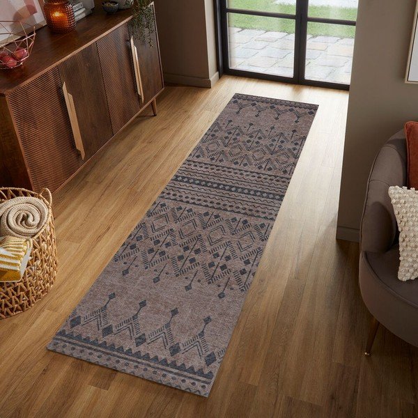 Brūns mazgājams paklājs 57x230 cm MATCH NIKO JUTE LOOK – Flair Rugs-image-1