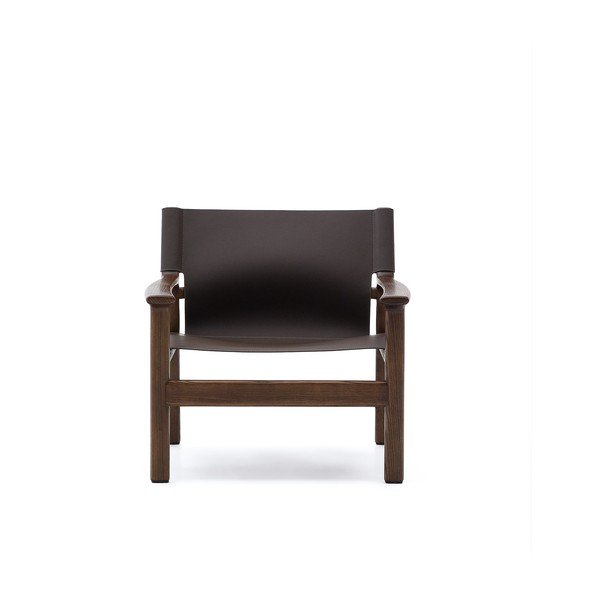 Tumši brūns ādas atpūtas krēsls Jan – Kave Home-image-2