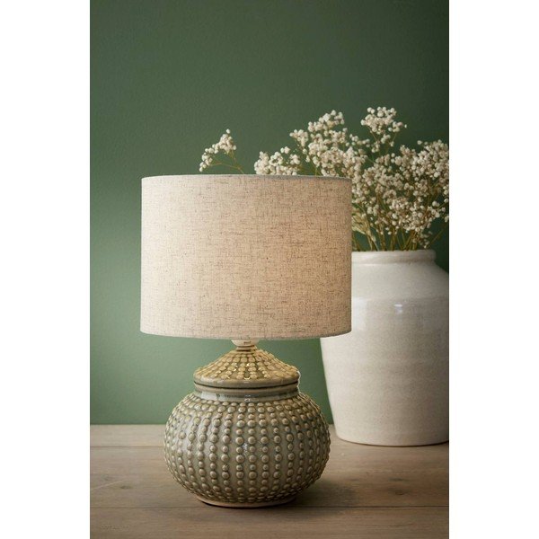 Pelēka/bēša lina galda lampa (augstums 39 cm) Niko – Ellos Home-image-1