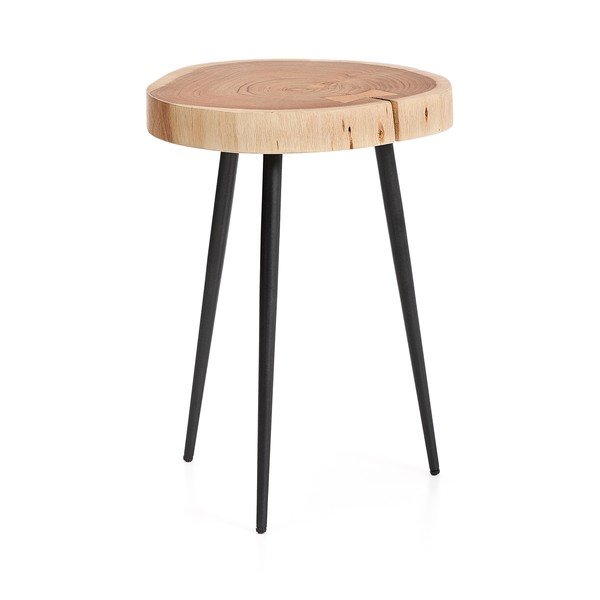 Apaļš sānu galdiņš ar akācijas koka galda virsmu 35x35 cm Tanive – Kave Home