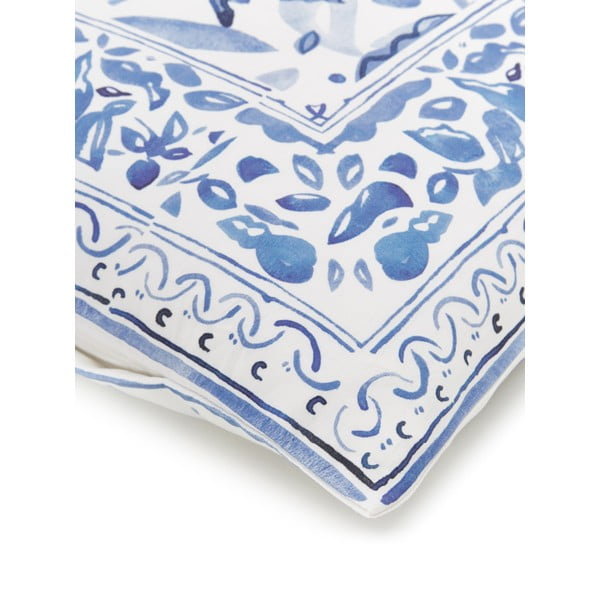 Zila un balta kokvilnas vienguļamā gultas veļa Westwing Collection Ryle, 155 x 220 cm-image-4