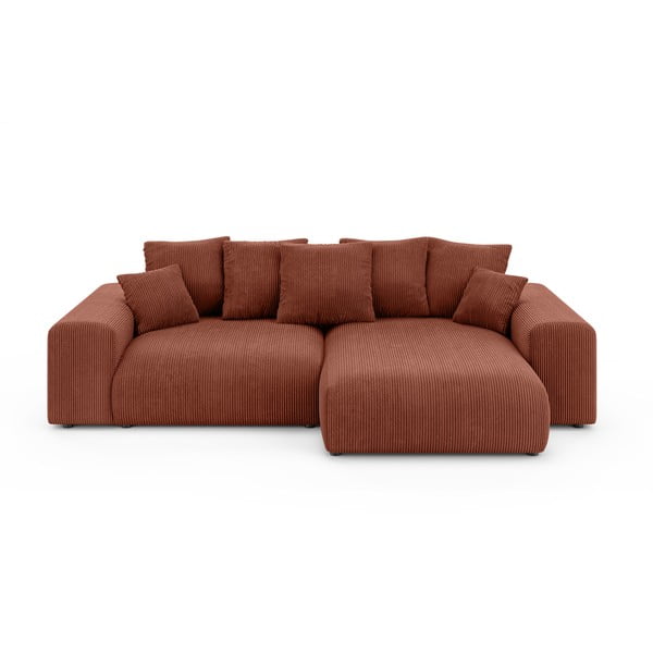 Ķieģeļu sarkans salokāms stūra dīvāns ar uzglabāšanas vietu (ar maināmu stūri) Luma – Ropez