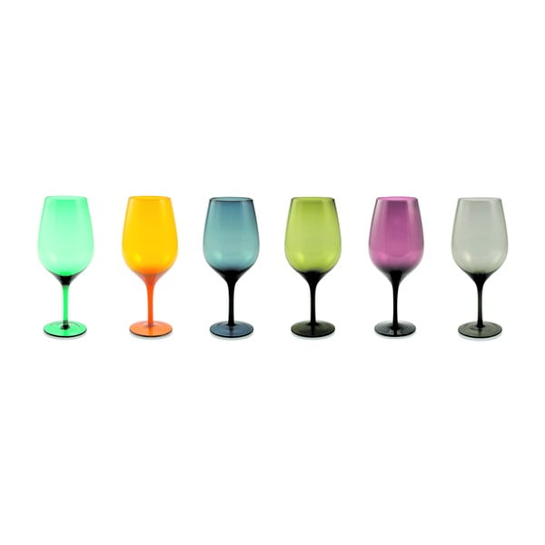 6 krāsainu vīna glāžu komplekts Villa d'Este Happy Hour, 428 ml