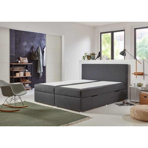 Pelēka atsperu gulta ar veļas kasti 180x200 cm Harry – Rojaplast-image-3