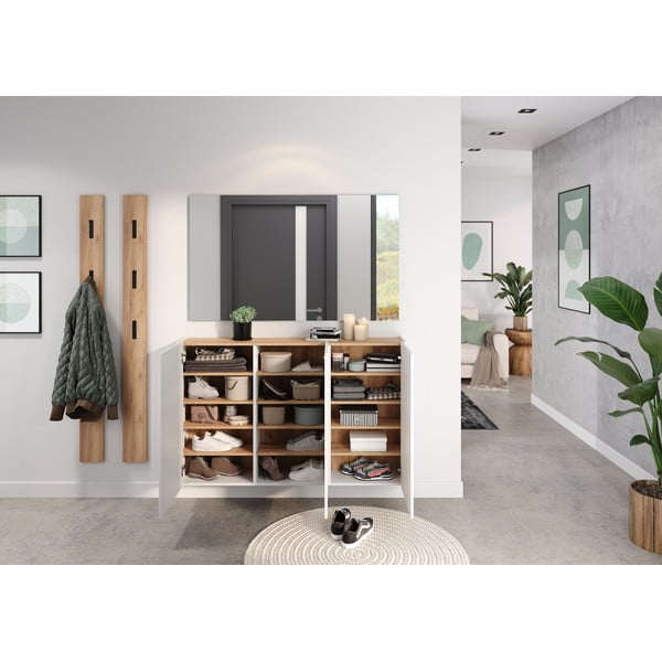 Balts piekarināms skapītis ar ozolkoka imitāciju 138x87x25 cm Libbiano – Germania-image-1