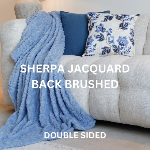 Zils mikroplīša pleds 150x200 cm Rena – Tiseco Home Studio-image-3