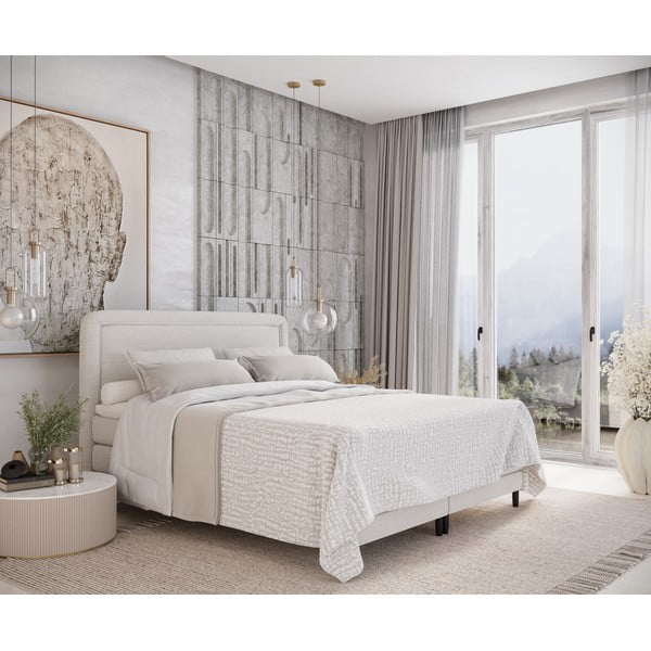 Krēmkrāsas atsperu gulta 140x200 cm Dove – Maison de Rêve-image-1