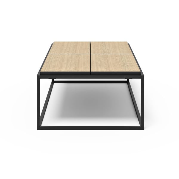 Melns/dabīga toņa žurnālgaldiņš ar ozolkoka imitācijas galda virsmu 75x120 cm Douro – TemaHome-image-3