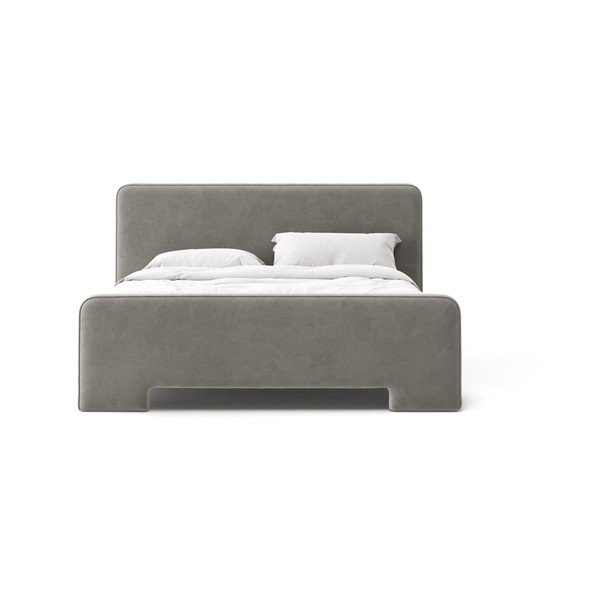 Pelēka polsterēta divvietīga gulta ar redelēm 140x200 cm Eda – Micadoni -image-2