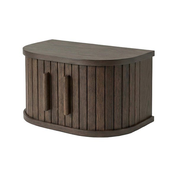 Tumša dabīga toņa piekarināms/ar plauktiem naktsskapītis ar ozolkoka imitāciju Meta – Unique Furniture