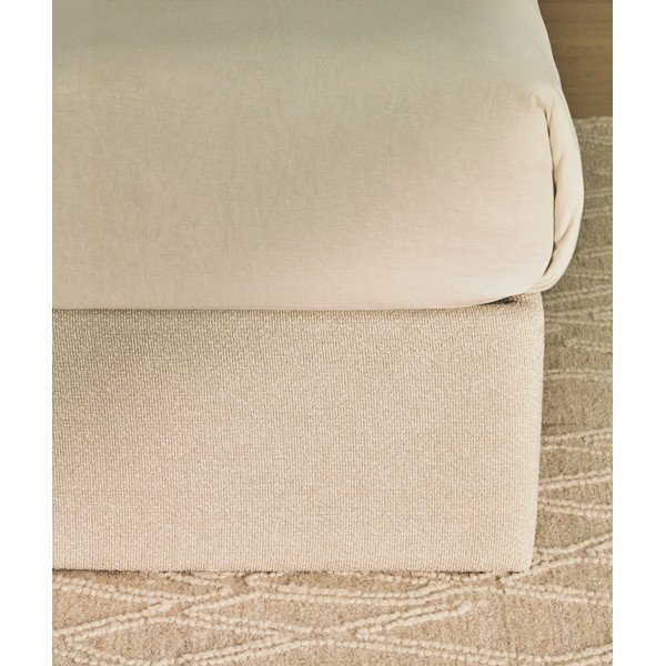 Krēmkrāsas polsterēta divvietīga gulta no šenila ar veļas kasti/bez galvgaļa ar redelēm 160x200 cm Nelzi – Kave Home-image-4