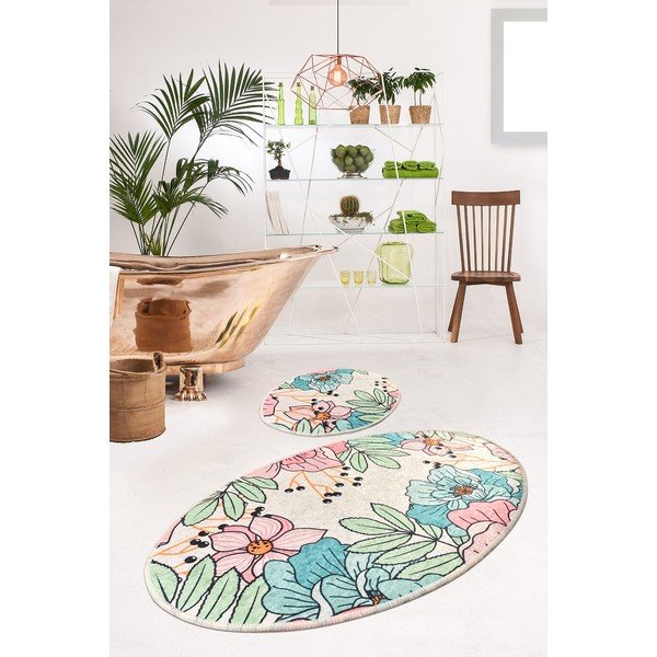 2 ovālu vannas paklājiņu komplekts Foutastic Pastel Bloom-image-1