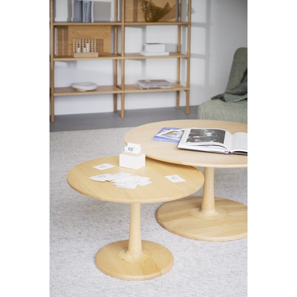 Dabīga toņa apaļš žurnālgaldiņš ar ozolkoka imitāciju 60x60 cm Hobart – Rowico-image-2