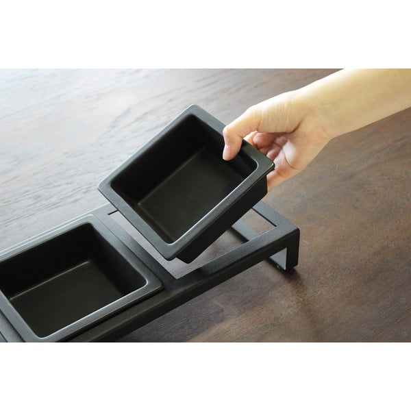 Melns dzīvnieku trauku komplekts ar statīvu Yamazaki Tower-image-1