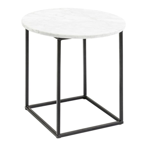 Kafijas galdiņš no metāla konstrukcijas ar balta marmora virsmu Kare Design