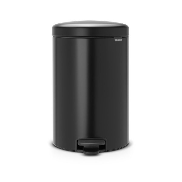 Matēti melna tērauda atkritumu tvertne ar pedāli 20 l NewIcon – Brabantia