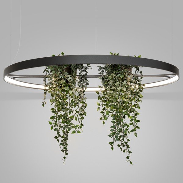 Melna alumīnija LED piekaramā lampa ø 110 cm RIO – Thoro-image-4