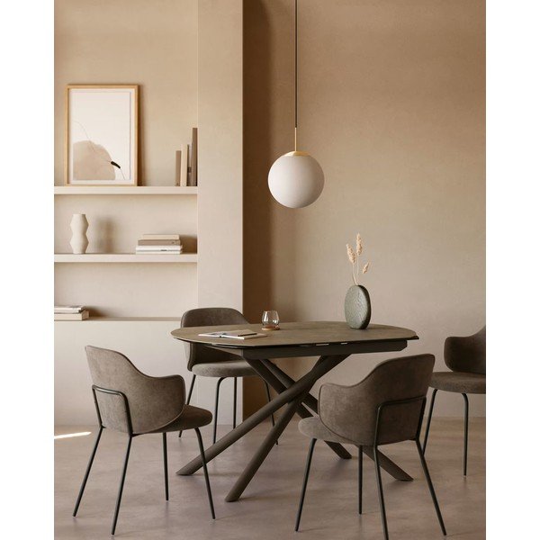 Brūni polsterēti ēdamistabas krēsli (2 gab.) Yunia – Kave Home-image-1