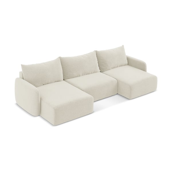 Krēmkrāsas salokāms/ar uzglabāšanas vietu stūra dīvāns Kalena – Makamii-image-2