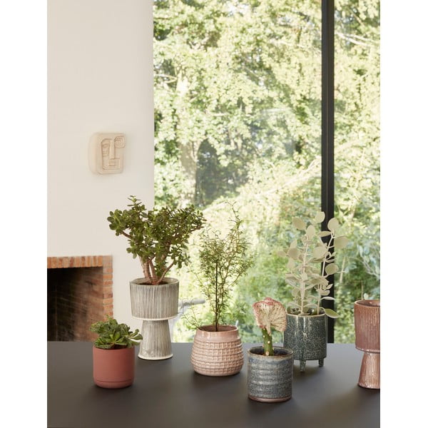 2 melni bēšu keramikas puķu podu komplekts Hübsch Pot-image-2