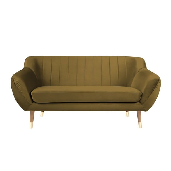 Zelta krāsas samta dīvāns Mazzini Sofas Benito, 158 cm