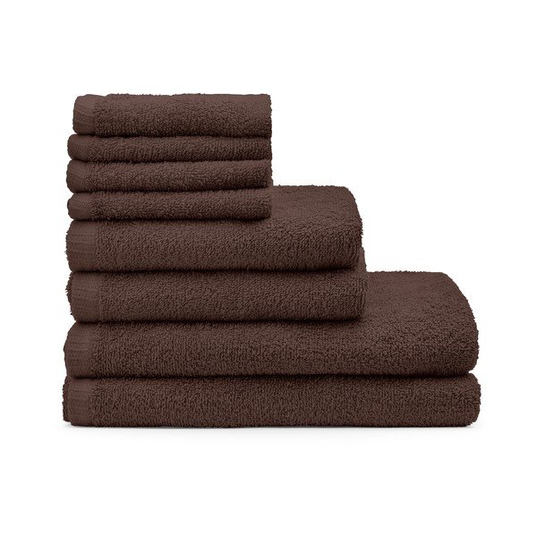 Brūni ātri žūstoši/frotē kokvilnas dvieļi komplektā (8 gab.) Quick Dry – Catherine Lansfield