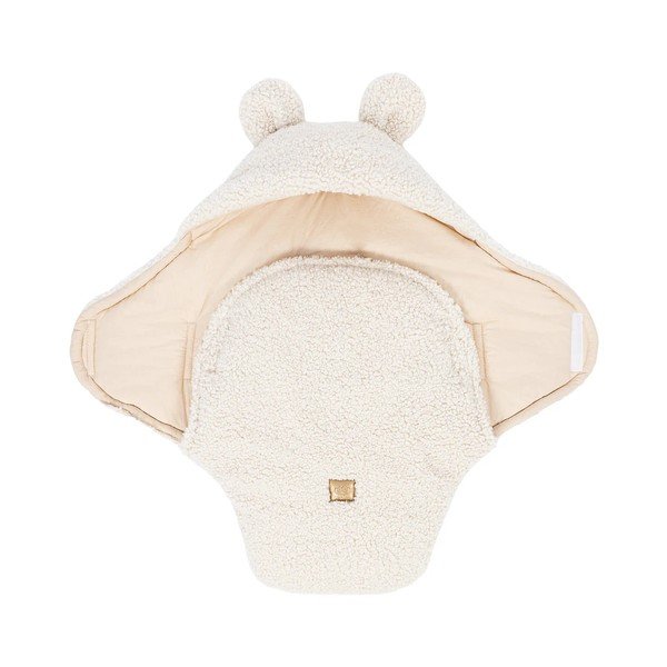 Krēmkrāsas bērnu ietinamā sedziņa no Sherpa flīsa 45x80 cm – Meowbaby-image-2