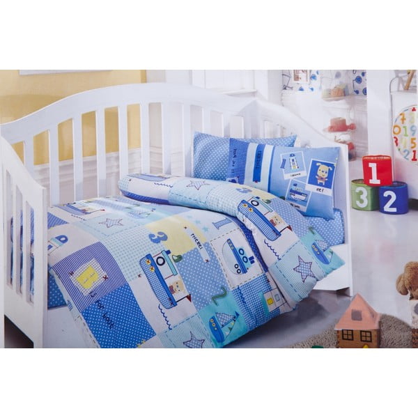 Bērnu gultasveļas un palagu komplekts Blue Boats, 120x150 cm